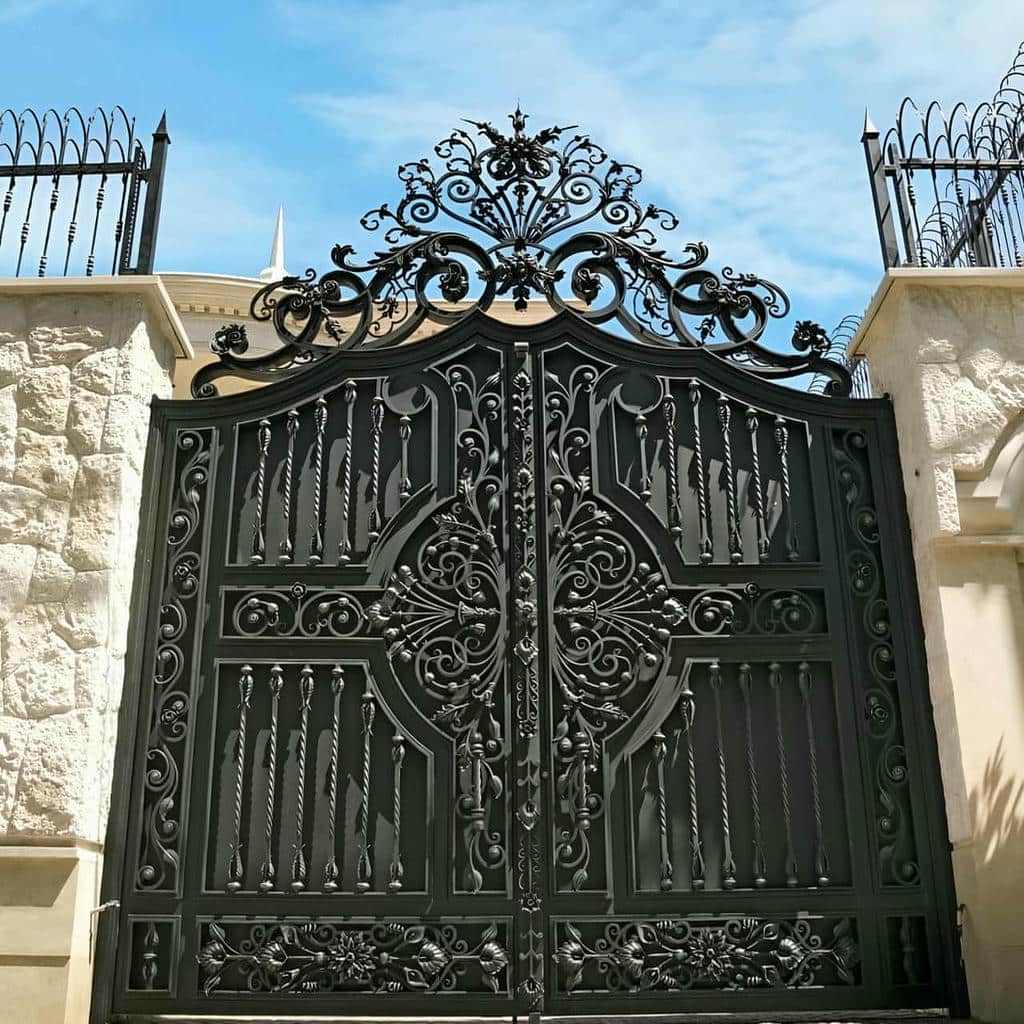 villa-door-wrought-iron-ld خرید درب پارکینگ فرفورژه لوکس