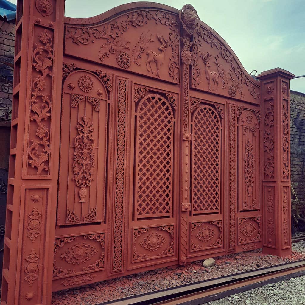 villa-door-wrought-iron-rc قیمت درب ویلایی فرفورژه کلاسیک با قاب فولادی