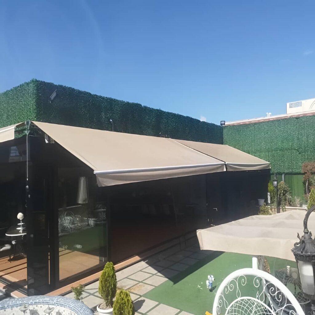نصب سایبان برقی ویلا هماهنگ با نما در قشم