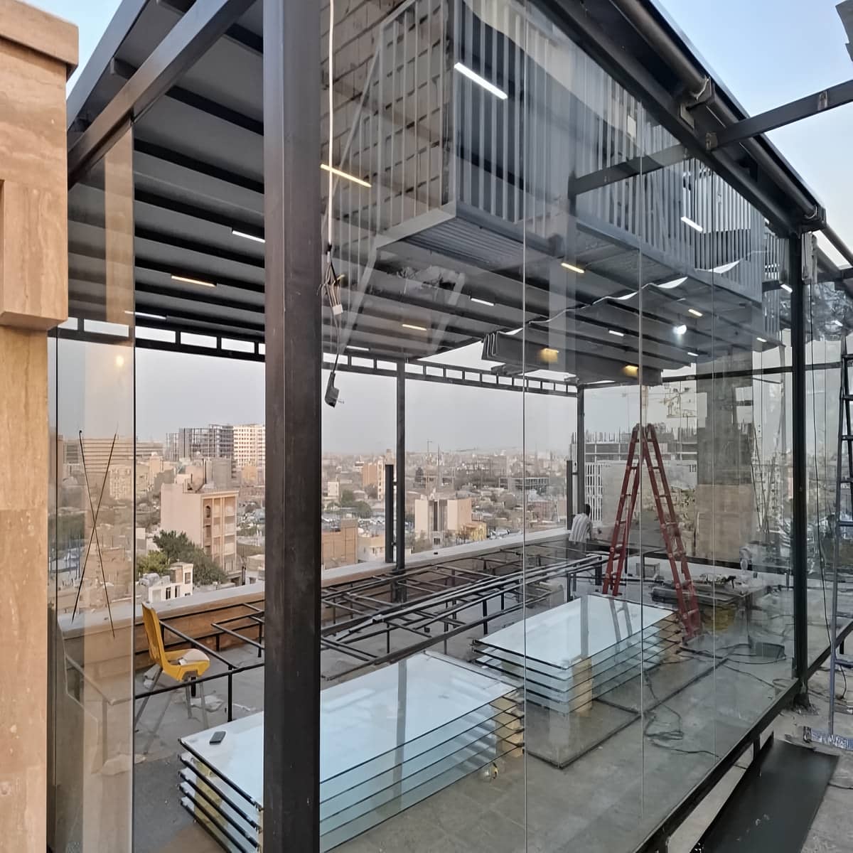 سقف برقی پارچه ای پرگولا با موتور هماهنگ