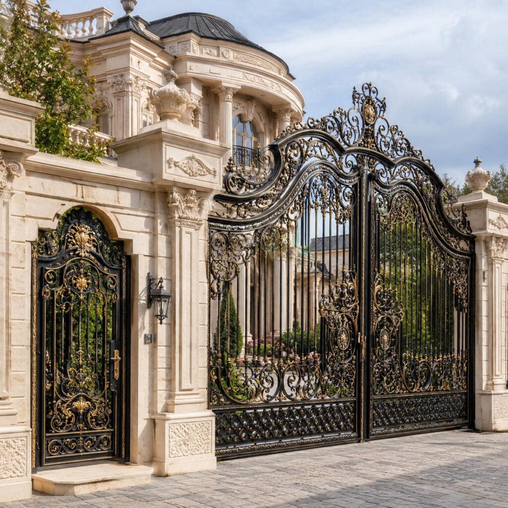 خرید درب ویلایی فرفورژه نمای رومی ورقدار