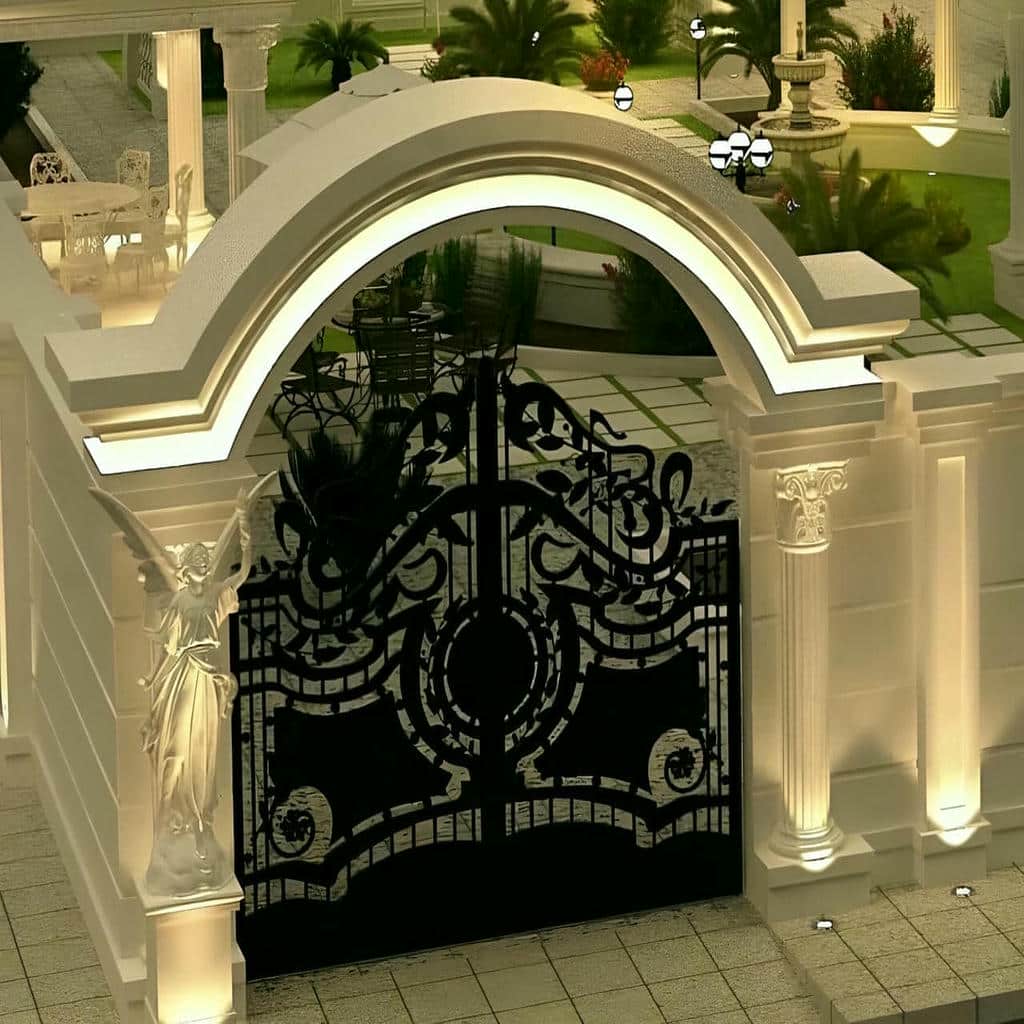 درب حیاط لیزری هندسی مشبک با کنترل دید