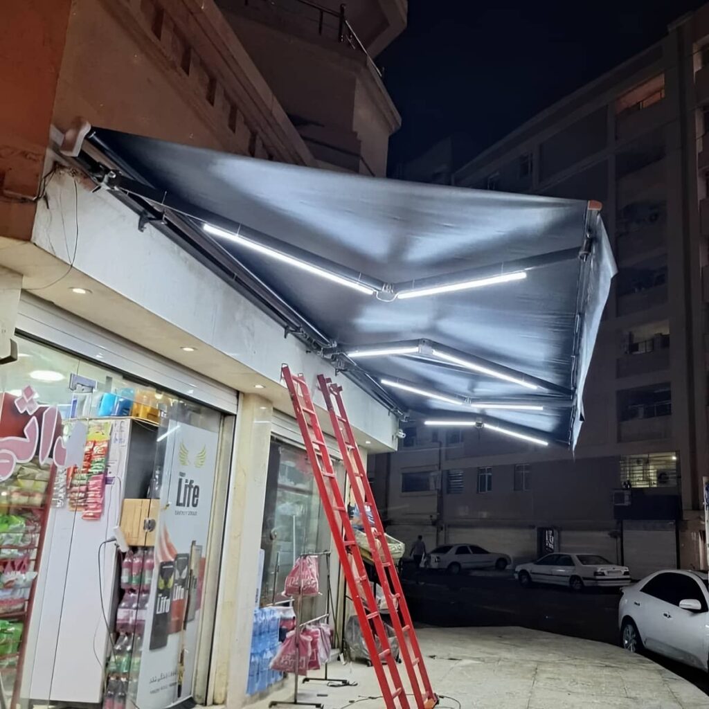سایبان برقی ورودی فروشگاه در استان زنجان سایبان برقی ورودی فروشگاه در استان زنجان