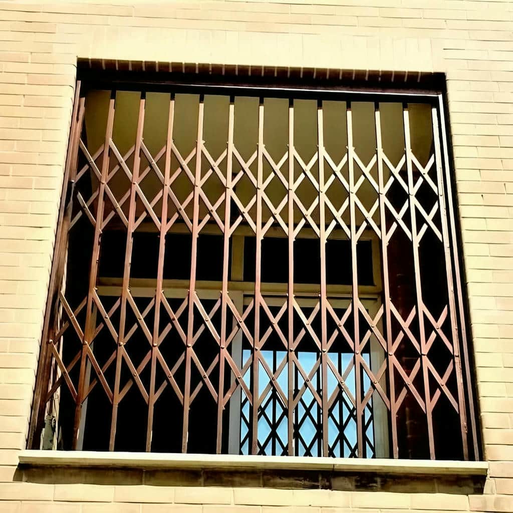 نمای نزدیک حفاظ آکاردئونی و قفل ورودی ارومیه